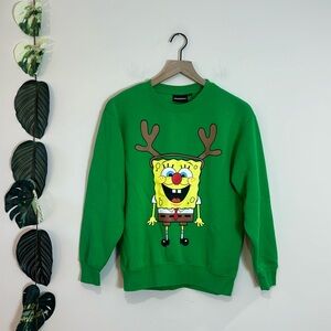 Nickelodeon SpongeBob SquarePants Reindeer Sweater - Size Small- Holiday - Green